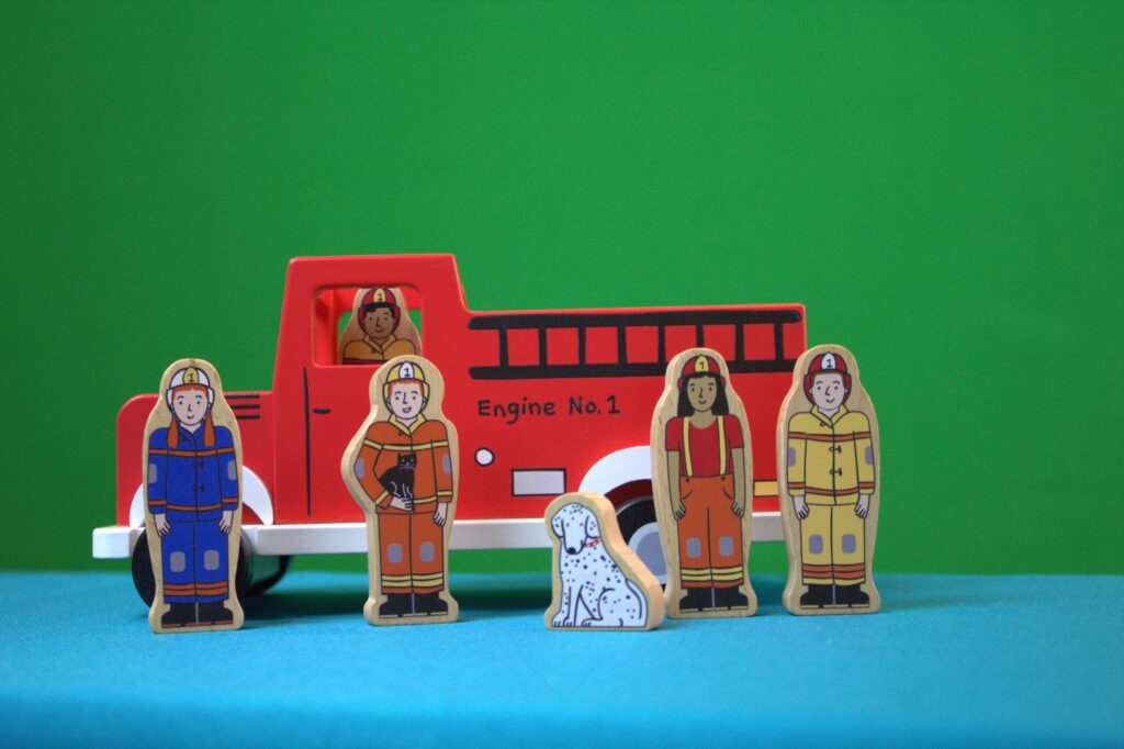 Firefighter play set with dog figure
