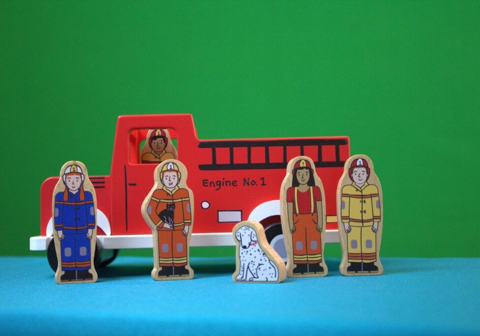 Firefighter play set with dog figure